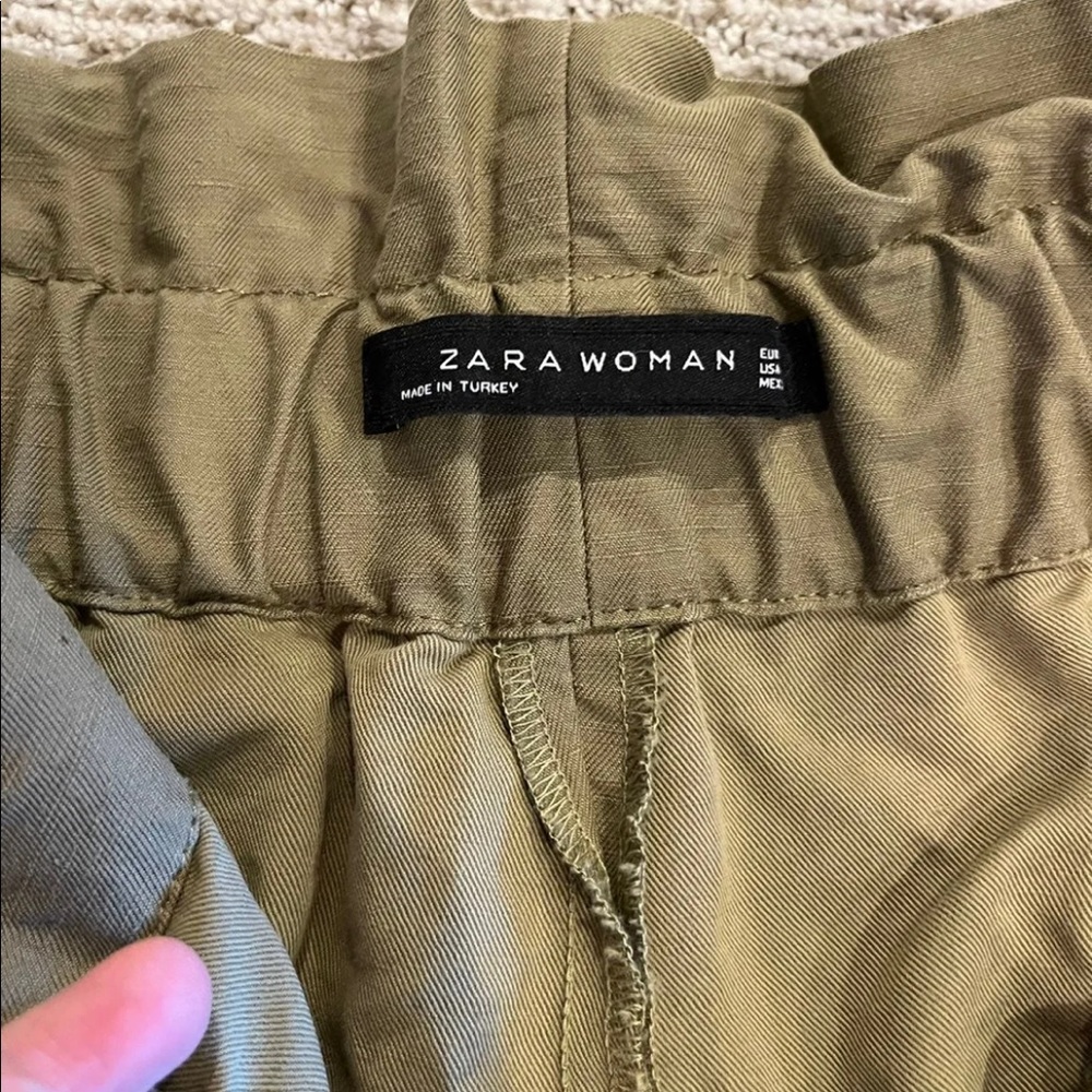 ZARA Green Paper Bag Pants Sz XS - Picture 5 of 5